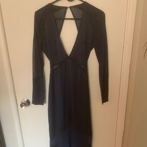 Nasty Gal Satin Navy Blue Long Dress